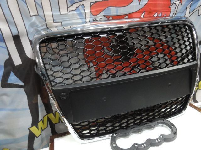 Grelha frontal Audi A6 C6 04-11 com aro cromado RS LOOK com suporte para símbolo