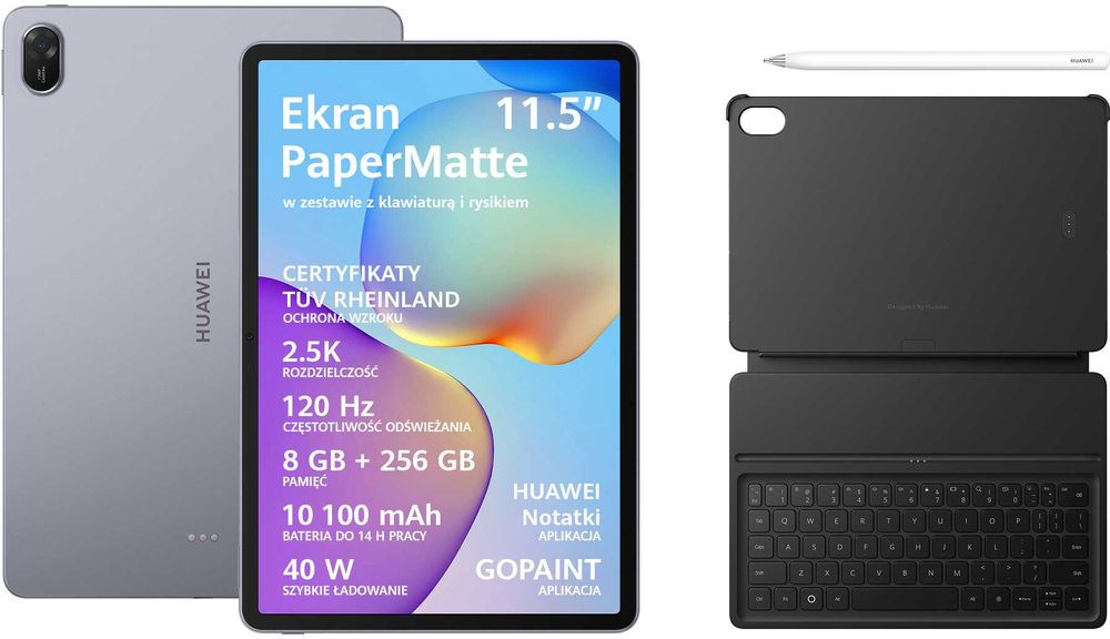 HUAWEI MatePad 11.5 2025 PaperMatte 8/256 NOWY gwar.24M!+Rysik+klawiat