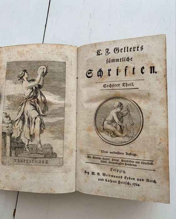 Stare książki w języku niemieckim z 1784r Gellerts Schriften