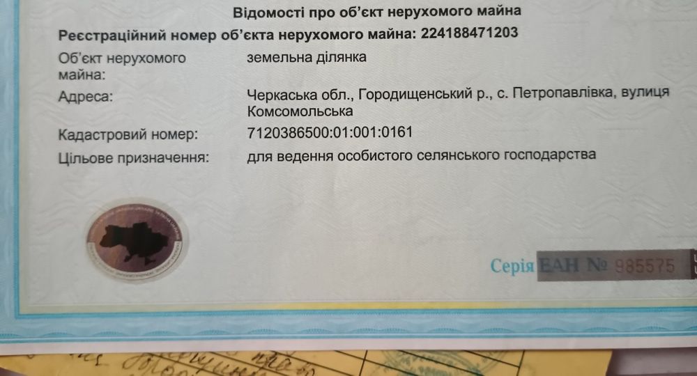 Земельна ділянка 0.23га