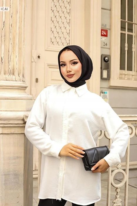 Biała koszula damska gładka elegancki minimalizm l/xl 5ia