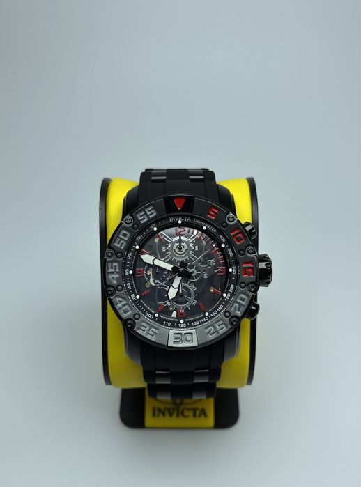 Invicta 48063, спортивний чорний годинник інвікта, invicta skeleton
