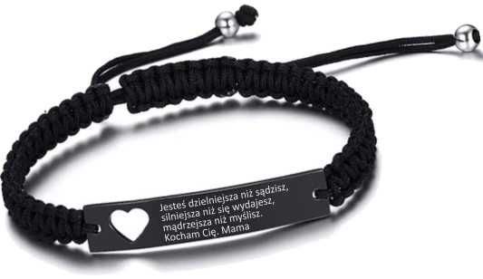 Bransoletka sznurkowa stal Z GRAWEREM dla CÓRKI