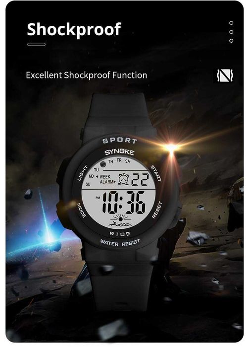 Zegarek damski Synoke elektroniczny cyfrowy sportowy LED datownik WR50