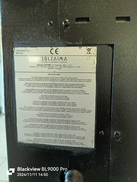 Caldeira pellets solzaima