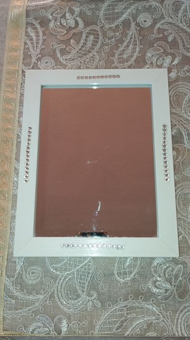 Lusterko, lustro stojące, białe,28x22cm, Glamour,