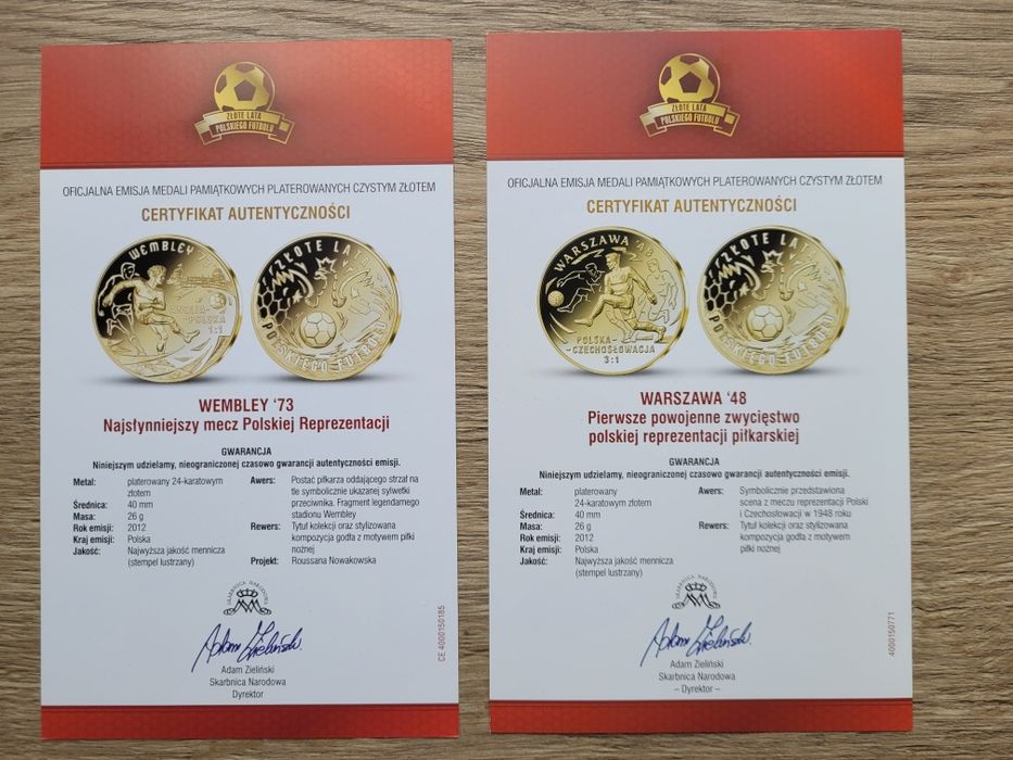 ZŁOTE LATA POLSKIEGO FUTBOLU - kolekcja 13 medali pamiątkowych