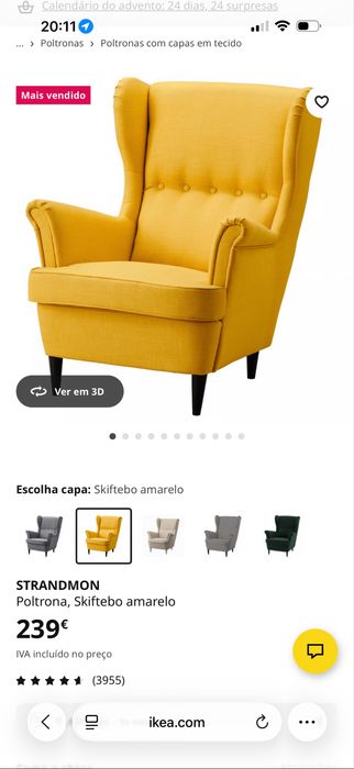 Poltrona cadeirão ikea Strandmon e pousa pés