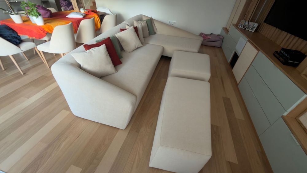 Sofá Premium Bege Laskasas Chaise + Módulos Móveis | Tecido Pet Friendly | Alto Padrão