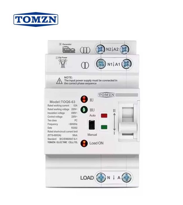 Автомат введення резерву (АВР) TOMZN 63A/2P