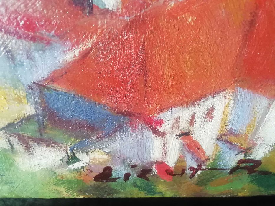 Obraz Kazimierz Dolny nad Wisłą sygn. R. Lizut płótno olej