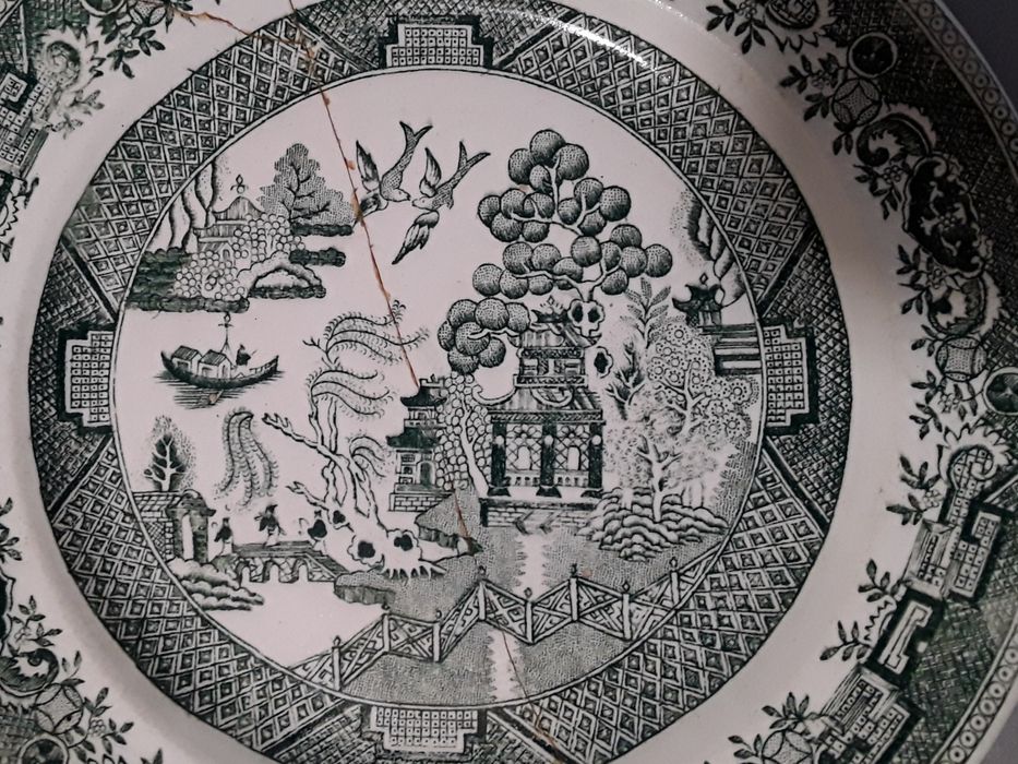 Prato raso antigo Massarelos Porto, C & W Willow, em verde