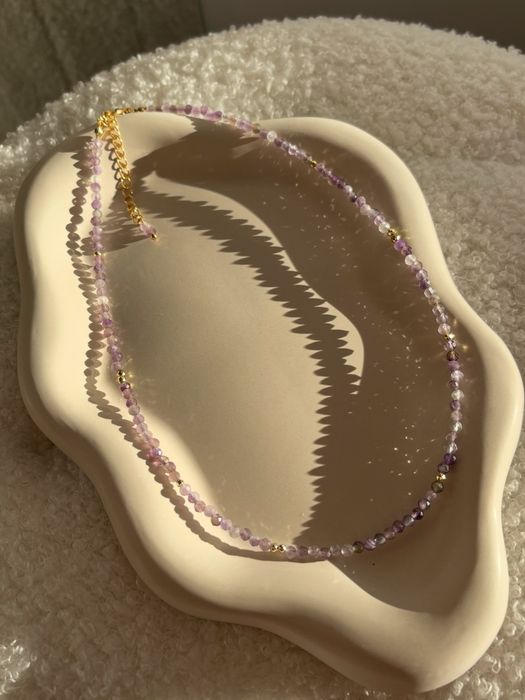 Ametyst naszyjnik choker z minerałów handmade boho talizman prezent