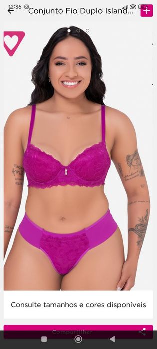 Conjuntos calcinhas/cueca femininas e sutiã