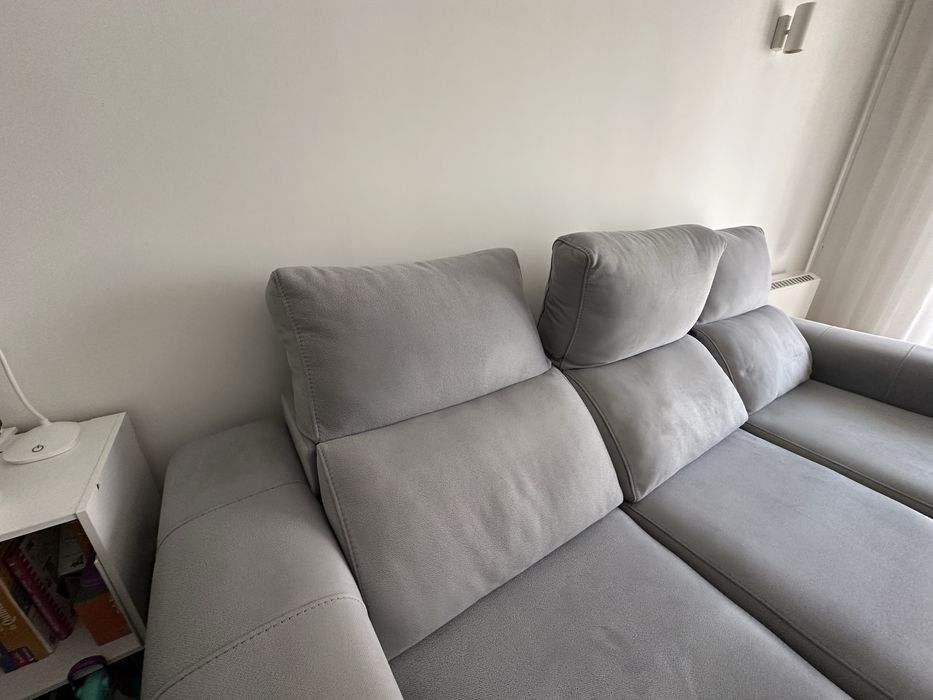 Sofá tecido 3 pessoas cama chaise long