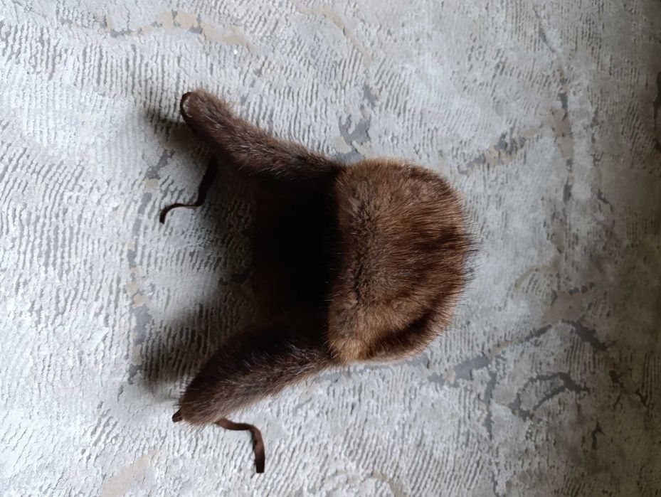 Czapka uszatka z futra norki