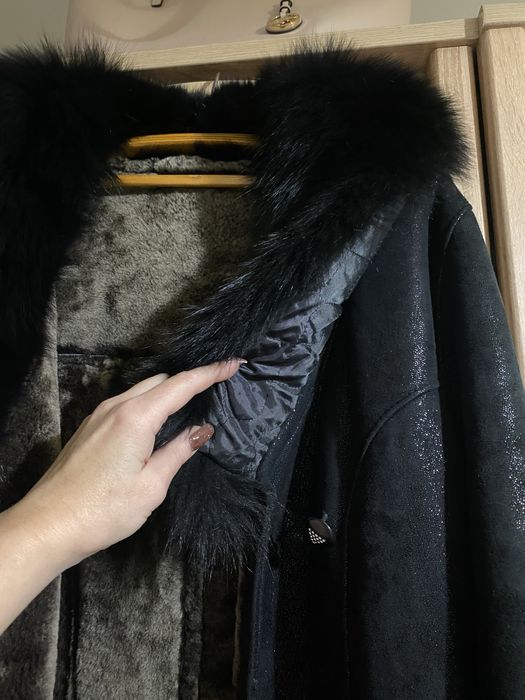 Дублянка преміум натуральне хутро овчина,комір песець