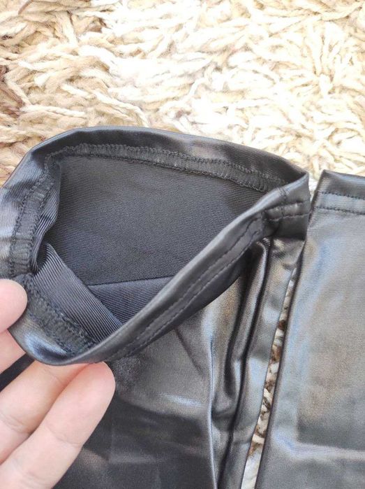 Чулки Лакові довгі чорні панчохи 82см під лакову шкіру КОЖА НОВІ пара