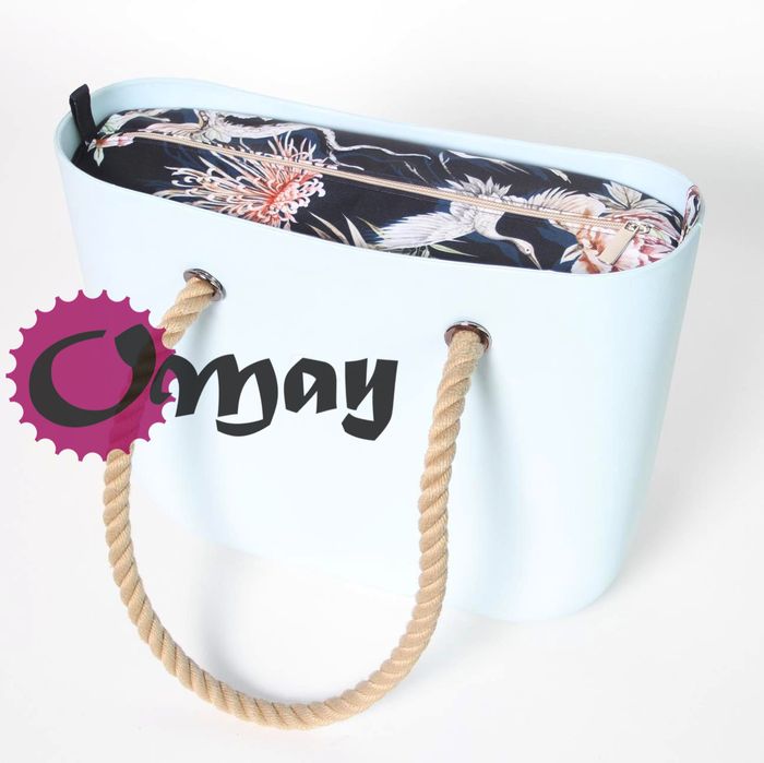 Granatowy organizer do OBAG STANDARD kwiaty beż róż 2 kieszenie OMAY