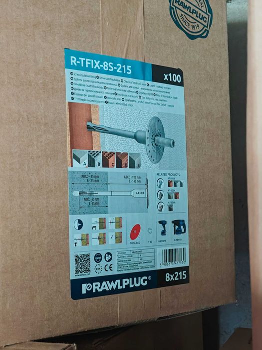 Kołki do styropianu i wełny RawlPlug R-TFIX-8S 215mm