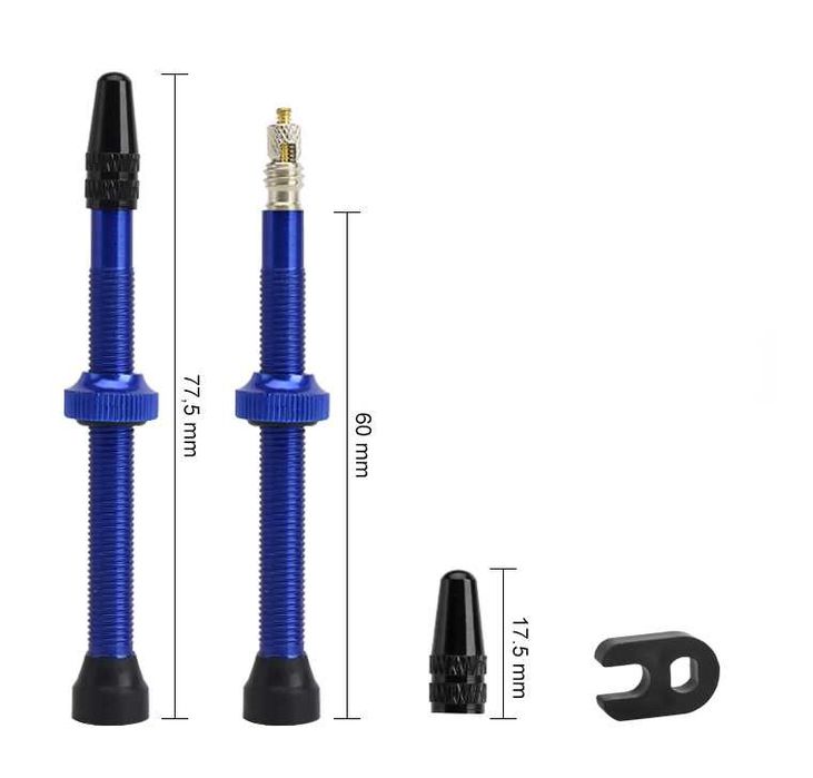2szt wentyle PRESTA tubeless, 40mm, 60mm niebieskie