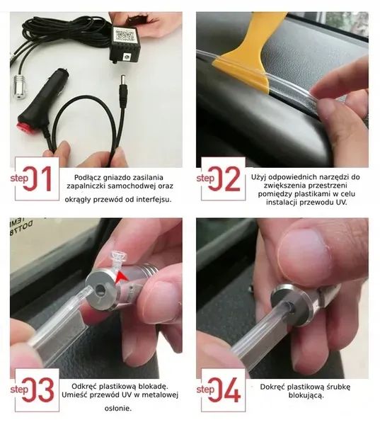 ŚWIATŁOWÓD LED RGB do samochodu-zestaw ambient. LED do Auta