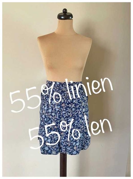 Len linien wzory granat spodnica midi next 44 xxxl +size plus size