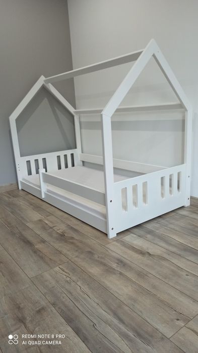 160x80 Łóżko dziecięce domek białe - OD RĘKI