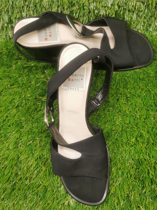 Sandały klapki na obcasie Roberto Santi roz.39 skórzane