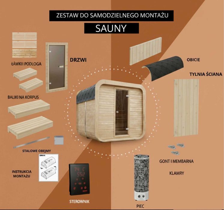 Sauna, beczka ogrodowa, do samodzielnego montażu
