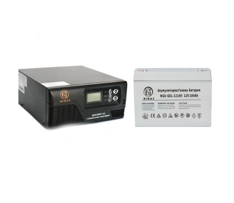 Інвертор NGS-0612 600W 12V + АКБ NGS-GEL-12100 12V 100Ah