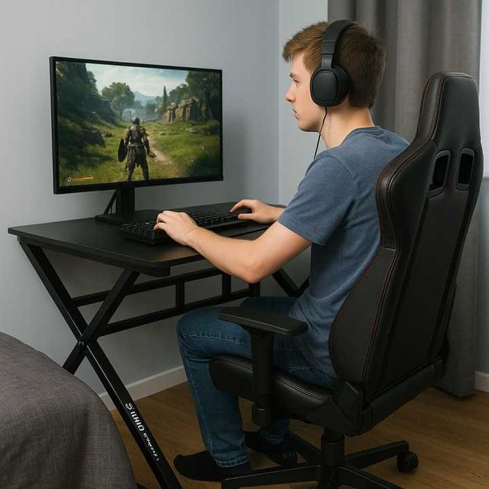 BIURKO GAMINGOWE STÓŁ Gamingowy Dla Gracza Komputerowe Czarne 120x60