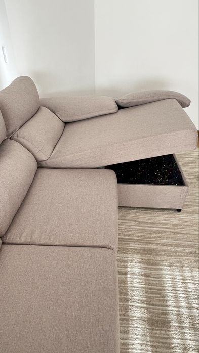 Sofá Chaise Long Bege 270x150cm