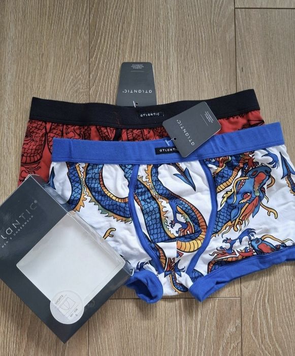 Bokserki męskie Atlantic, rozmiar S, 2PACK, smoki