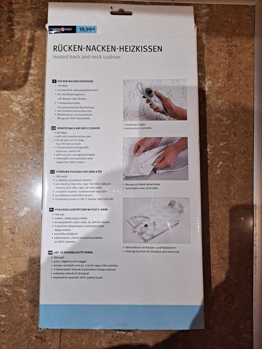 Wygrzewająca poduszka elektryczna na plecy i kark.