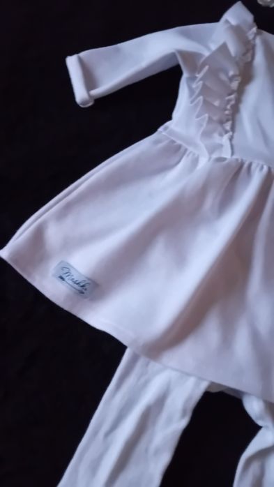 Zestaw do chrztu biały sukienka 3 szt dla dziewczynki