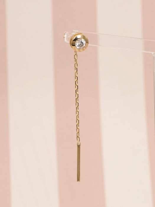 Złote 585 kolczyki z cyrkonią przeciągane, nowe, kolczyki łańcuszki