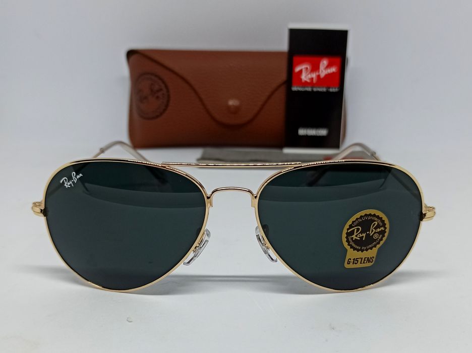 Ray Ban Aviator 58 очки капли черные в золотом металле линзы стекло ...