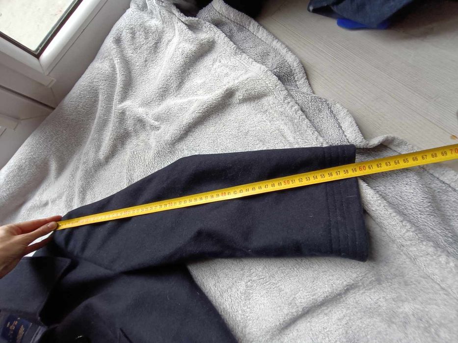 Płaszcz wełniany męski granatowy, kurtka zimowa M wełna wool