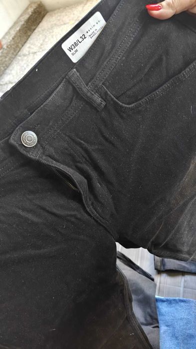 Jeans Denim Co homem pretos slim W38 L32