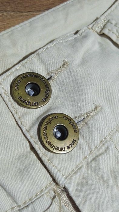 Colours od the world spodnie beżowe cienki jeans beige S/M