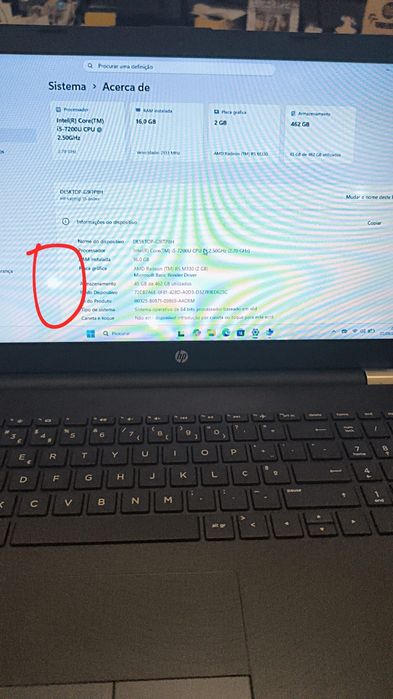 Portátil hp 15 bs007np - para peças ou reparação