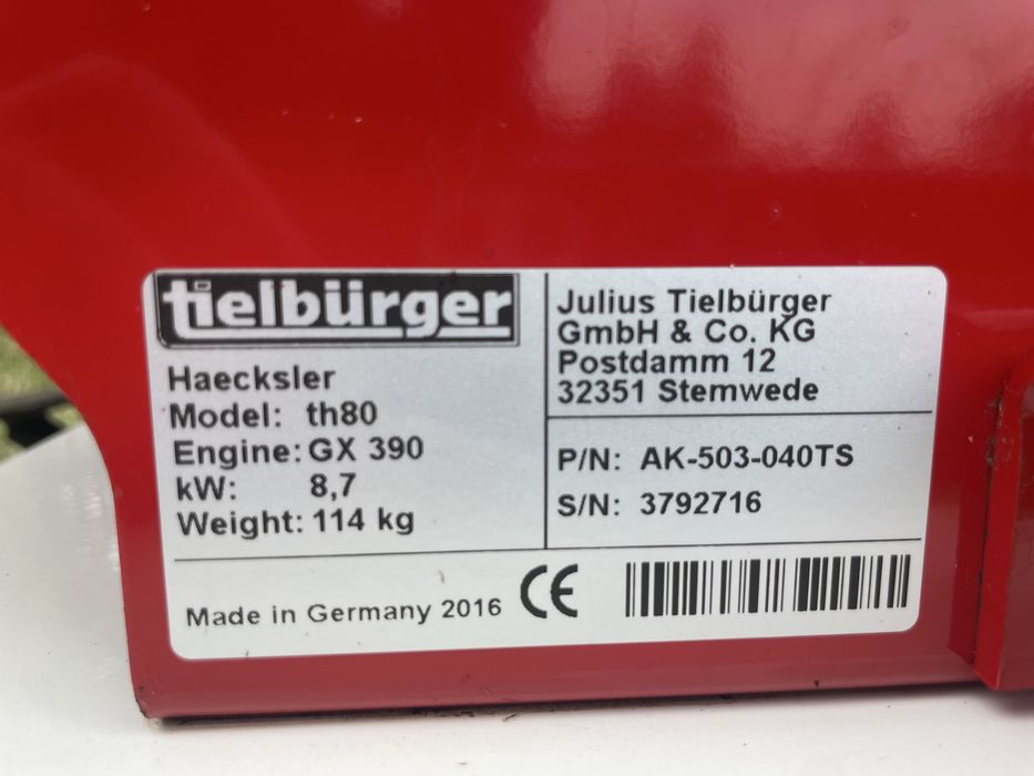 Tielburger Rozdrabniacz Rębak do gałęzi th80 AK-503-040TS silnik HONDA