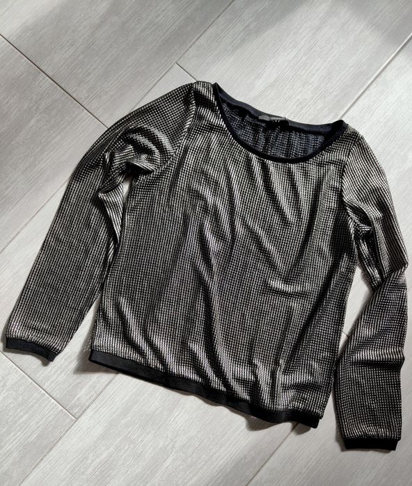 Reserved S Czarny błyszczący sweterek bluzka elegancki top, jak nowy