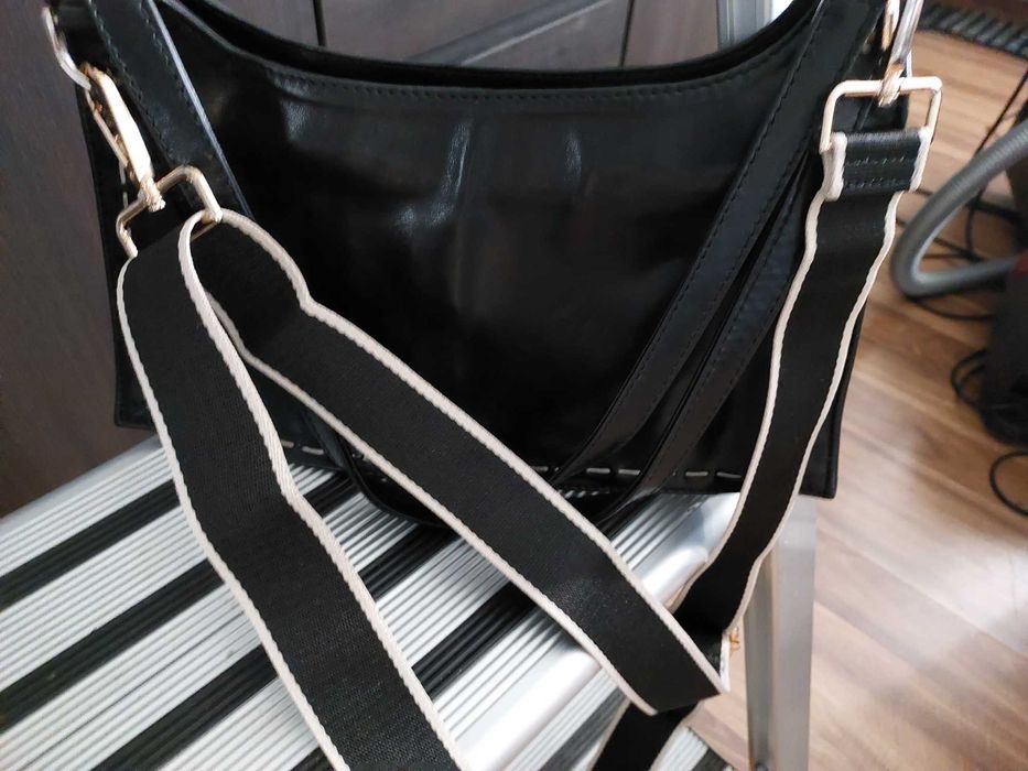 Torebka skórzana naturalna skóra - pasek parciany szeroki