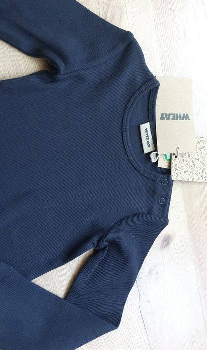 Nowe body granatowe roz 86 18M Wheat prążkowane dł rękaw