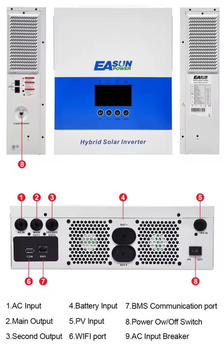 EASUN 6.5kW 48V SMS 6.5KP 
Гібридний сонячний інвертор/ 
EASUN 6.2kW 48V  6.2KP