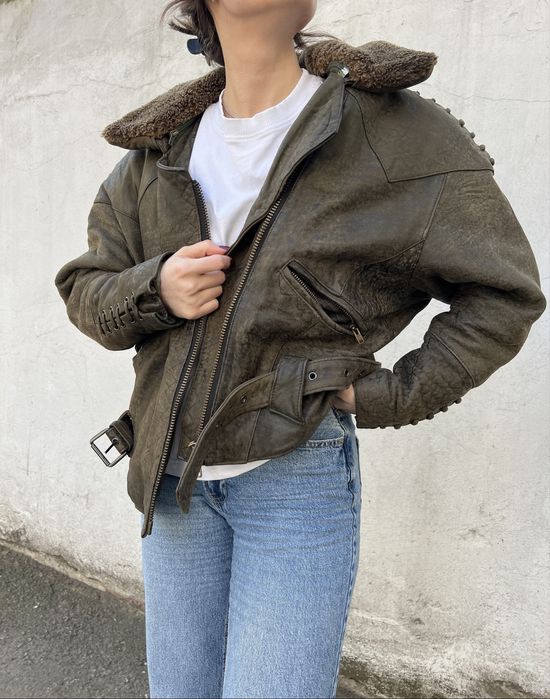 Vintage Ochnik kurtka skórzana pilot bomber jacket pilotka