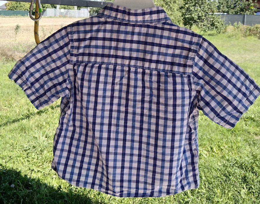 koszula elegancka w kratę NEXT 3-6 m-cy 68 krata kołnierzyk biała