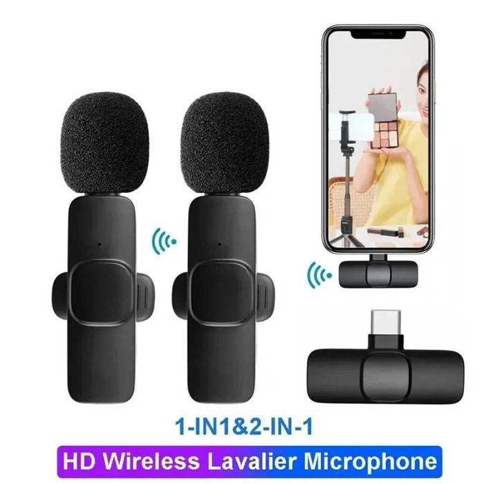 Беспроводные петличные микрофоны (2 шт) Петличка для телефона iPhone/Android